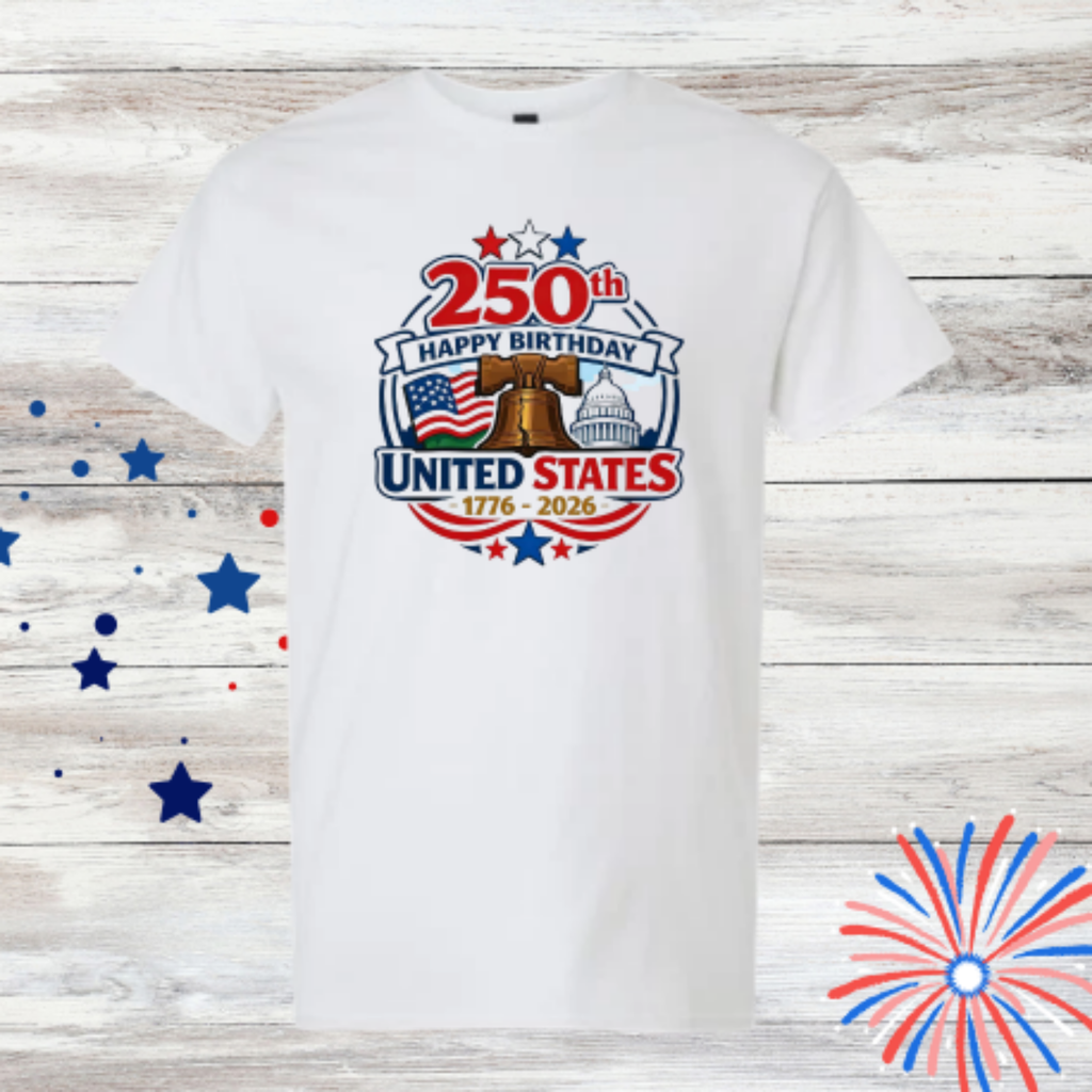 250th Happy Birthday America Shirt | 4th of July Shirt | America 250 Patriotic Tee| Independence Day Graphic T-Shirt | USA Celebration Shirt