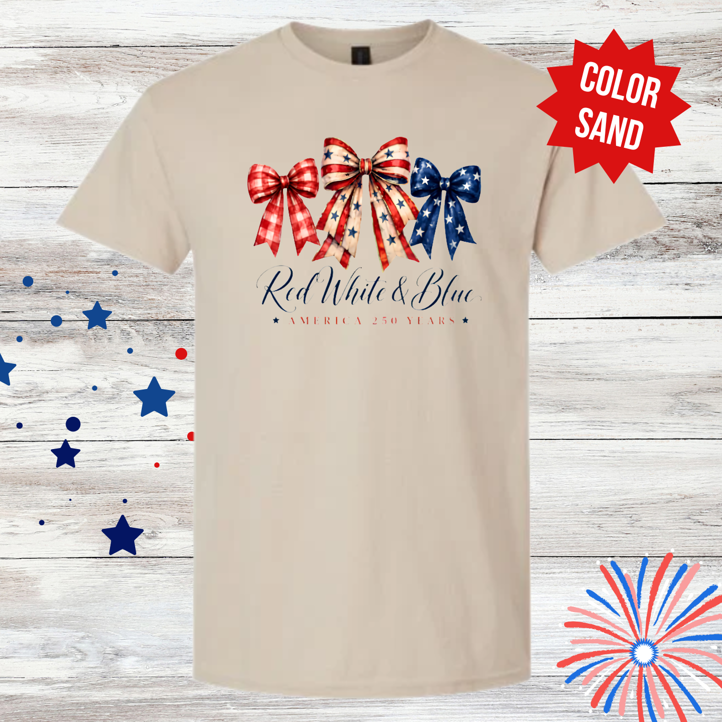 Red White & Blue Bow Shirt | America 250 Years Shirt | 4th of July Patriotic Tee | Independence Day Graphic T-Shirt | Cute USA Shirt