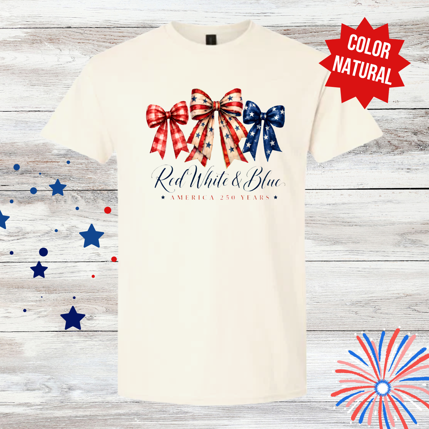 Red White & Blue Bow Shirt | America 250 Years Shirt | 4th of July Patriotic Tee | Independence Day Graphic T-Shirt | Cute USA Shirt