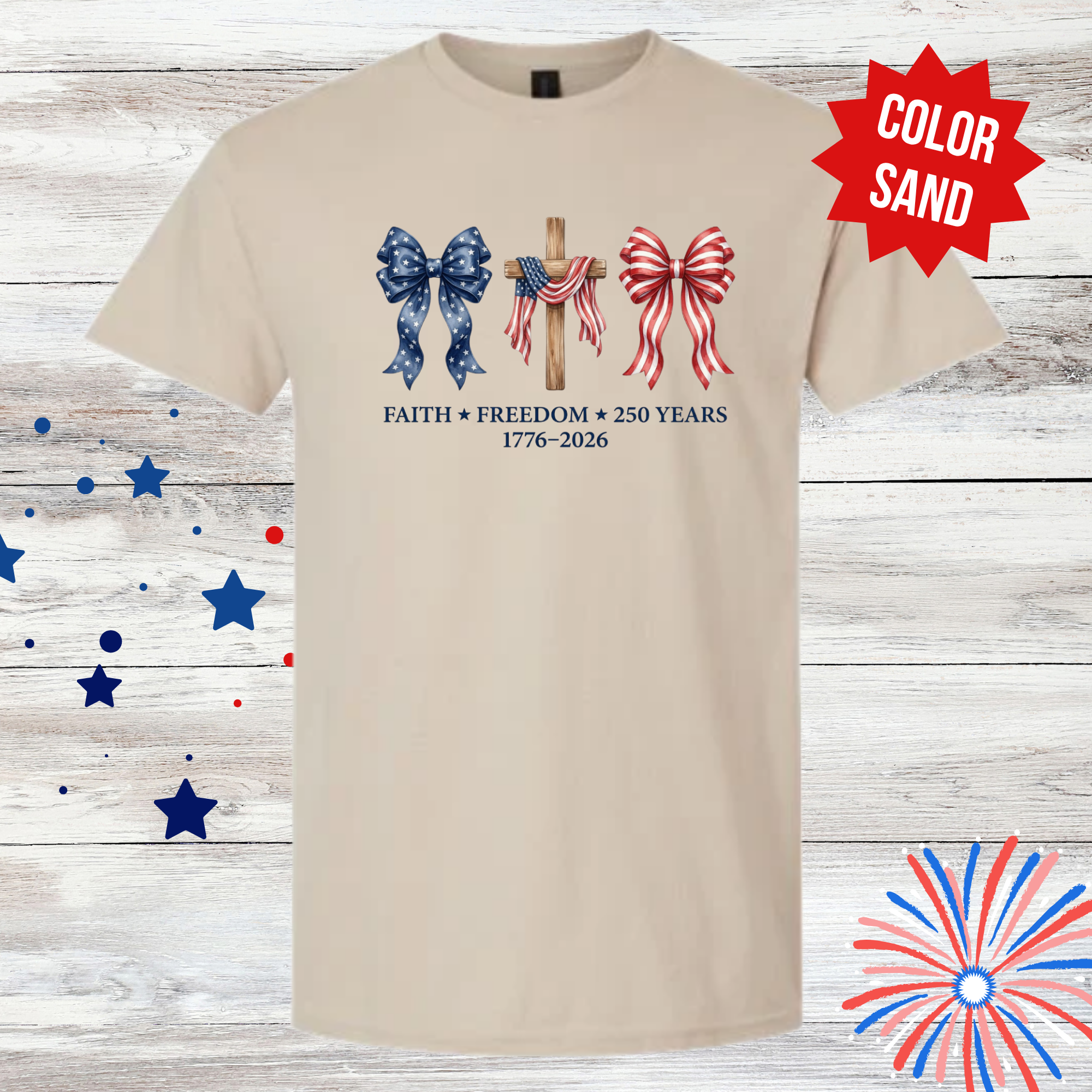 Faith Freedom 250 Years Shirt | Patriotic Christian T-Shirt | America 1776-2026 | Fourth of July Tee | USA Independence Day