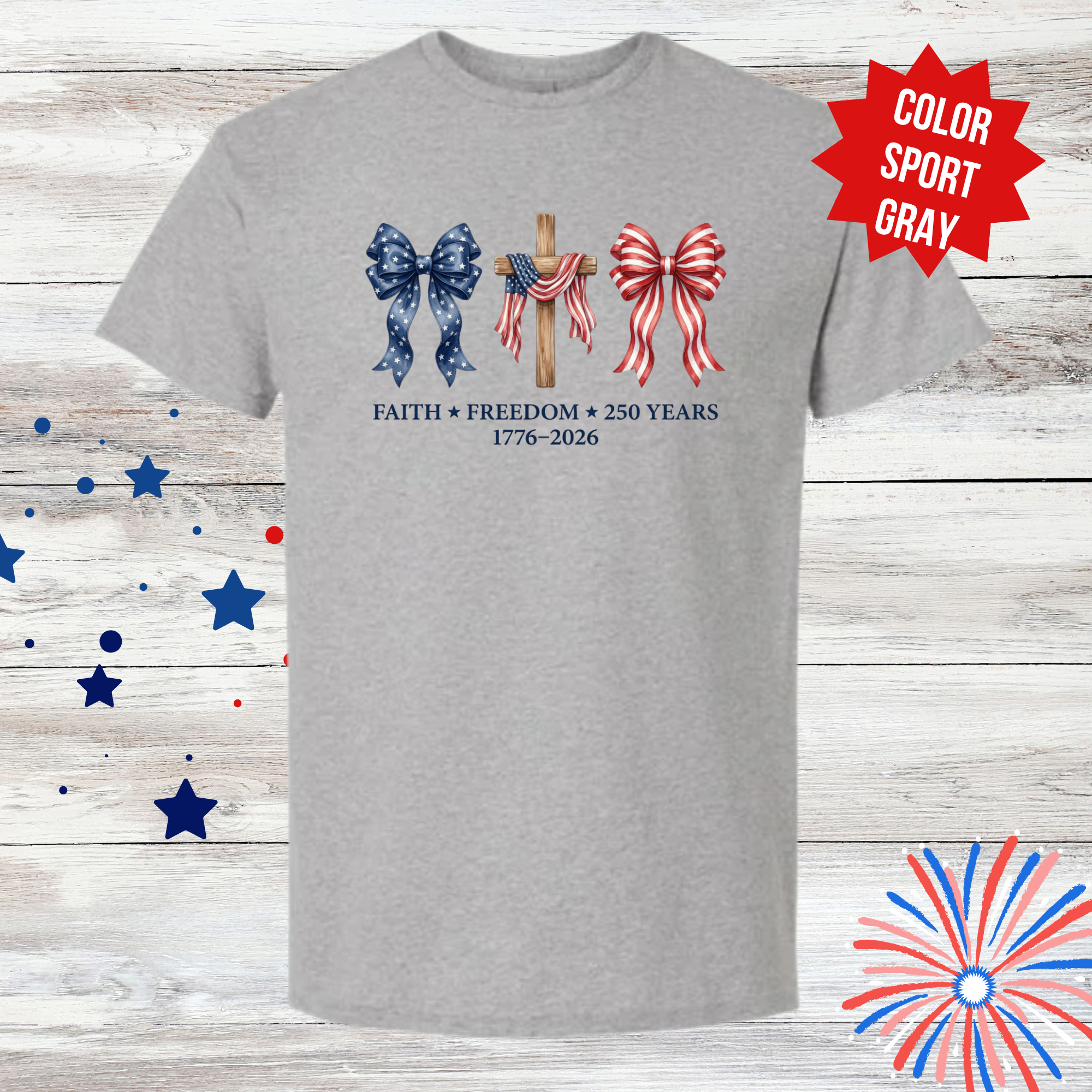 Faith Freedom 250 Years Shirt | Patriotic Christian T-Shirt | America 1776-2026 | Fourth of July Tee | USA Independence Day