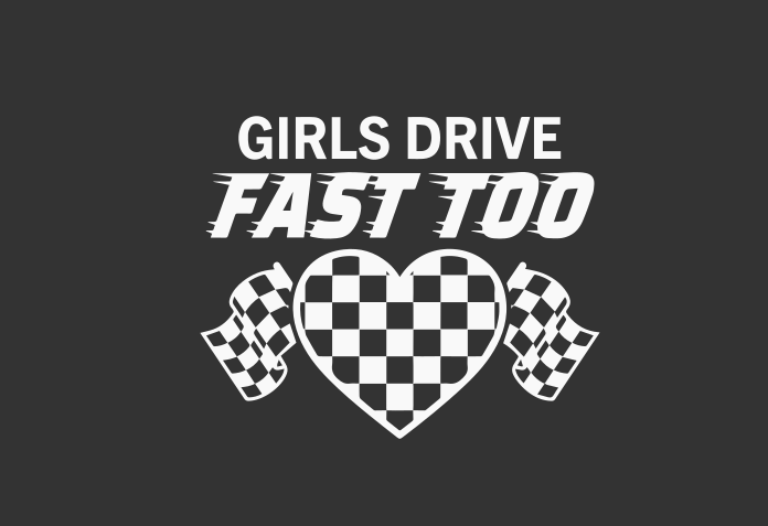 Girls Drive Fast Too Decal | Racing Car Sticker | Checkered Heart Vinyl | Car Window Decal