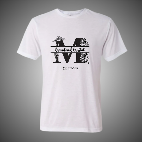 Monogram “M” Couples Anniversary T-Shirt | Custom EST Date Floral Initial Tee | Personalized Wedding Gift Shirt