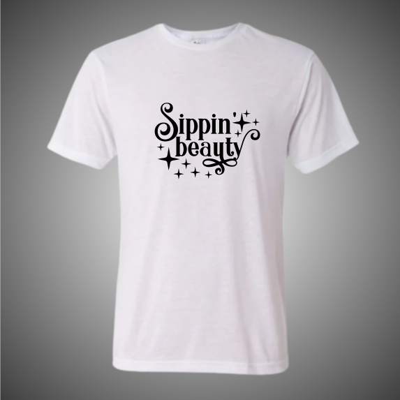 Sippin’ Beauty T-Shirt | Aesthetic Script Graphic Tee | Cute Boutique Style Shirt