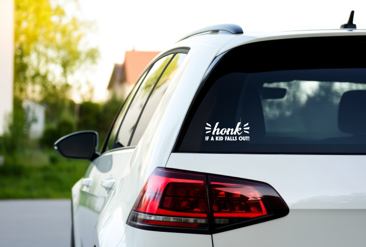 Honk If A Kid Falls Out | Funny Car Decal | Car Window Decal